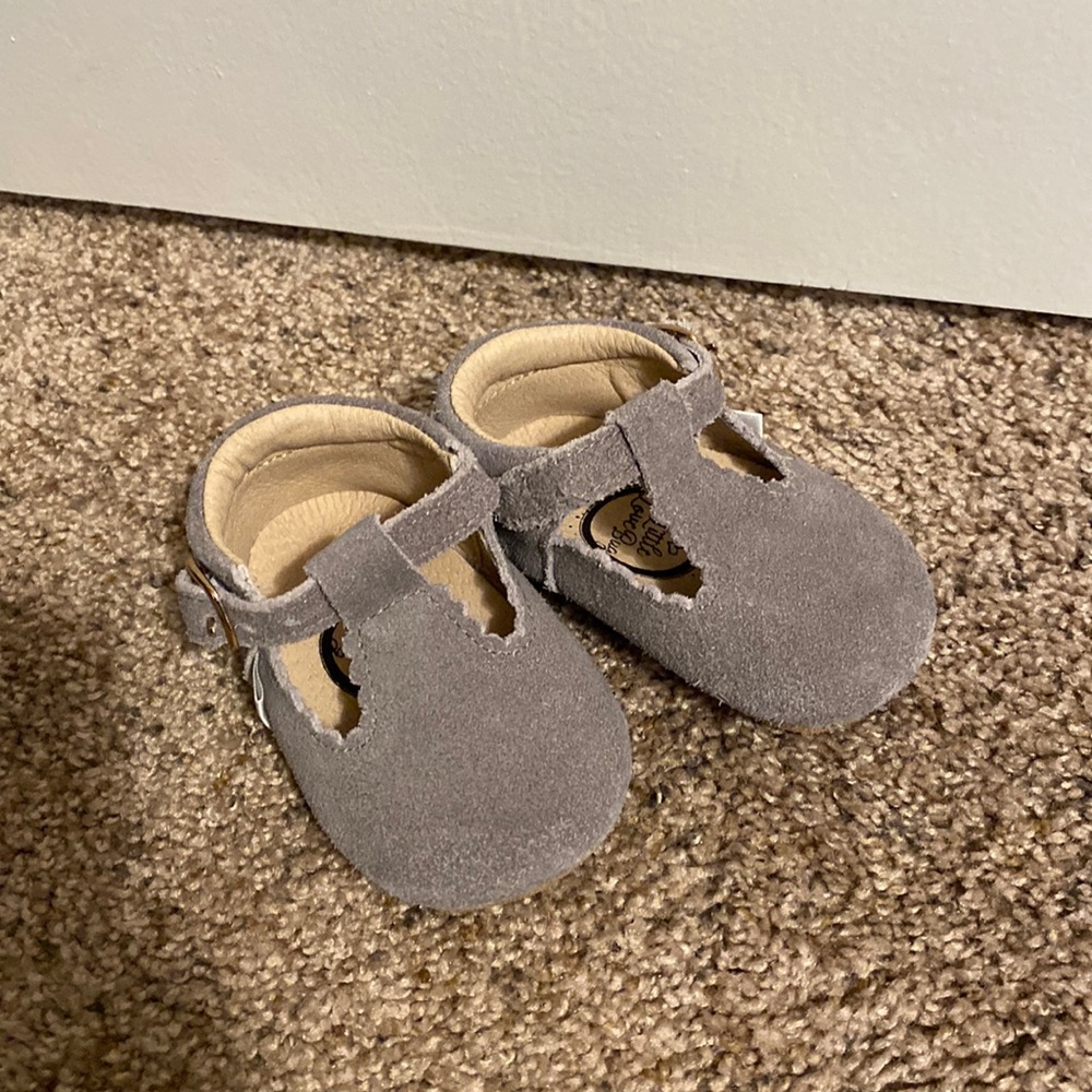 Little Love Bug Gray Suede T-Bars Size 2